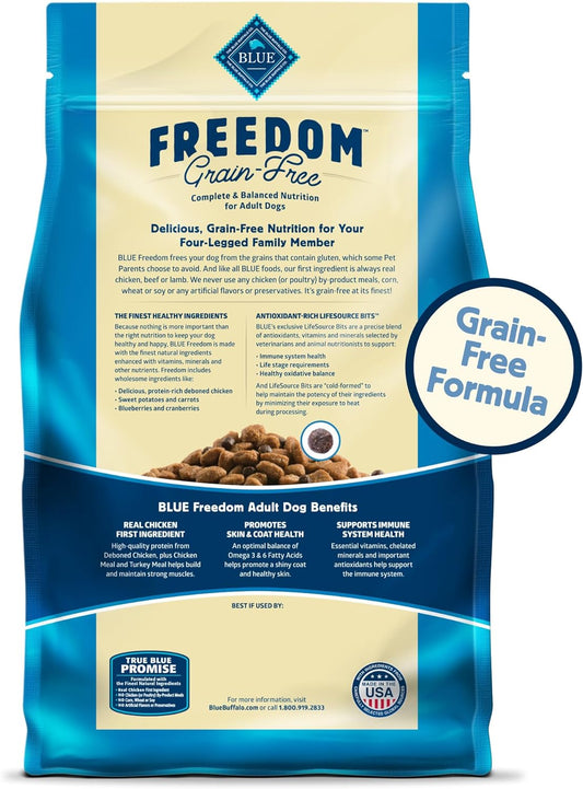 Blue Buffalo Freedom Grain Free Natural Adult Dry Dog Food, Chicken 11-Lb