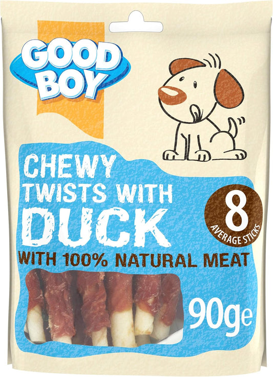 Good Boy - Chewy Twists With Duck - Dog Treats - Made With 100% Natural Duck Breast Meat - 90 G E - Gluten Free Dog Treats - Case Of 10