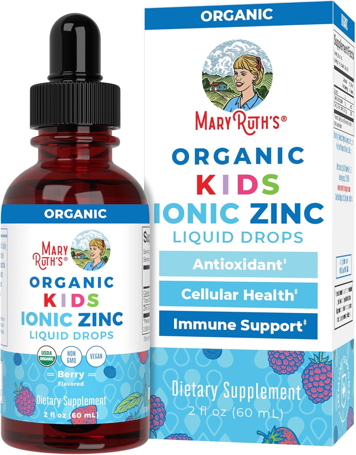 Maryruth Organics Zinc Supplements For Immune Support, Liquid Zinc Supplement, Immune Support Supplement For Kids, Ages 4-13, Zinc Sulfate, Vegan, Usda Organic, Glycerin Based, 2 Fl Oz