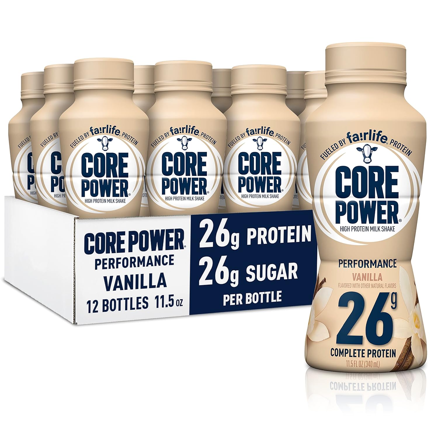 Core Power Protein Shakes (26G), Vanilla, No Artificial Sweeteners, Ready To Drink For Workout Recovery, 11.5 Fl Oz (Pack Of 12), Packaging May Vary