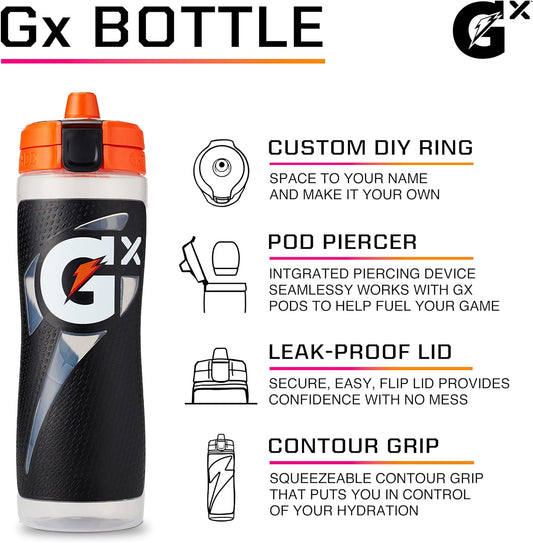 Gatorade Gx Hydration System, Non-Slip Gx Squeeze Bottles & Gx Sports Drink Concentrate Pods, Orange
