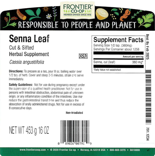 Frontier Senna Leaf, Cut & Sifted, 16-Ounce Bag