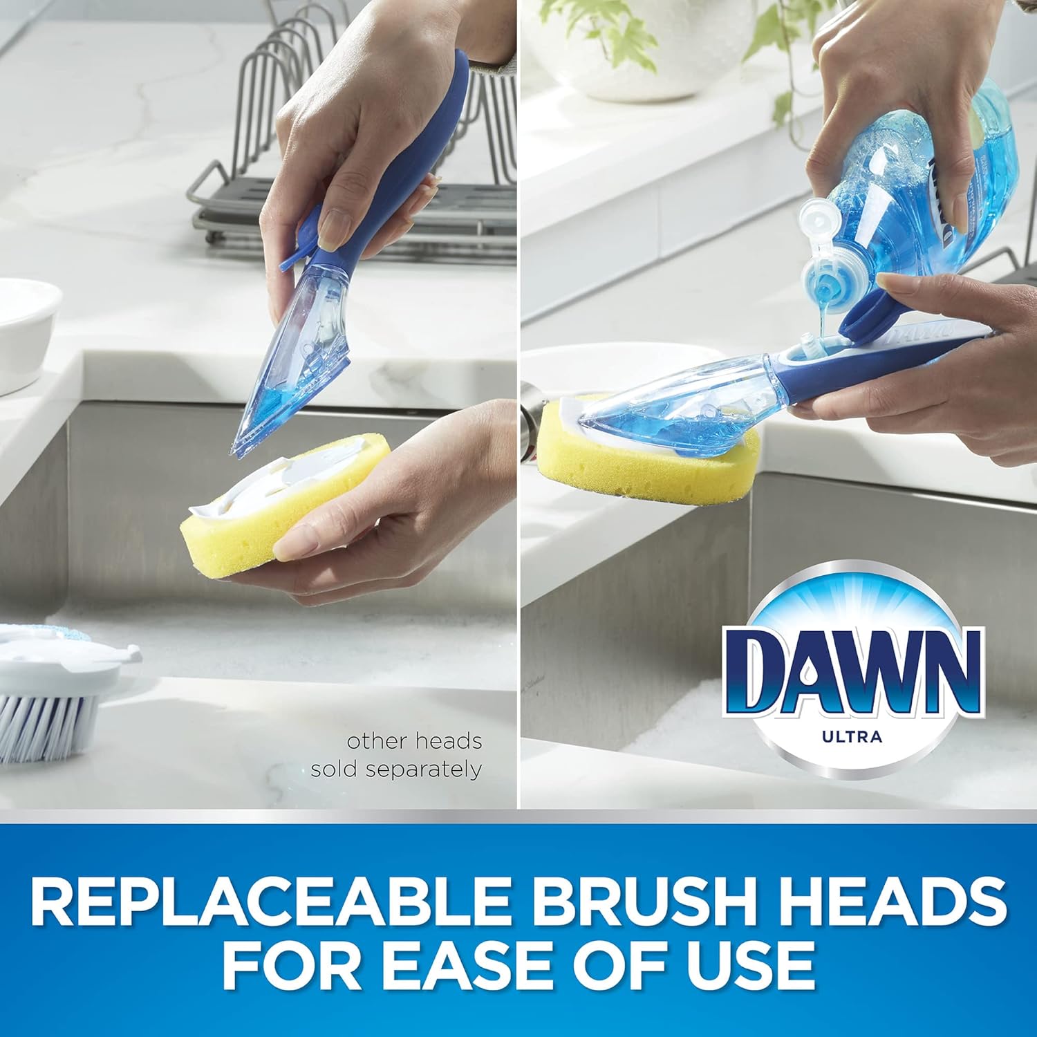 Dawn Ultra 2-Piece Superfabric Sponge Soap Dispensing Dish Wand And Radial Head Kitchen Brush Set