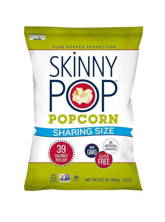 Skinnypop Original Popcorn, Gluten Free, Vegan Popcorn, Non-Gmo, Healthy Popcorn Snacks, Skinny Pop 6.7Oz Party Sized Bags (6 Count)