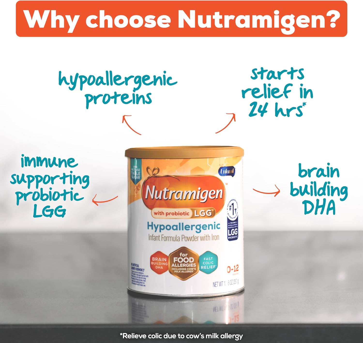 Enfamil Nutramigen Hypoallergenic Baby Formula, Lactose Free, Colic Relief from Cow's Milk Allergy Stars in 24 Hours, Brain Building Omega-3 DHA, Probiotic LGG for Immune Support, 79.2 Oz : Everything Else