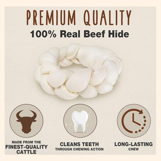Cadet Premium Grade Beef Hide For Dogs, Long Lasting Rawhide Donut Bone, Single Ingredient Dog Chews, 8 Inch (1 Count)