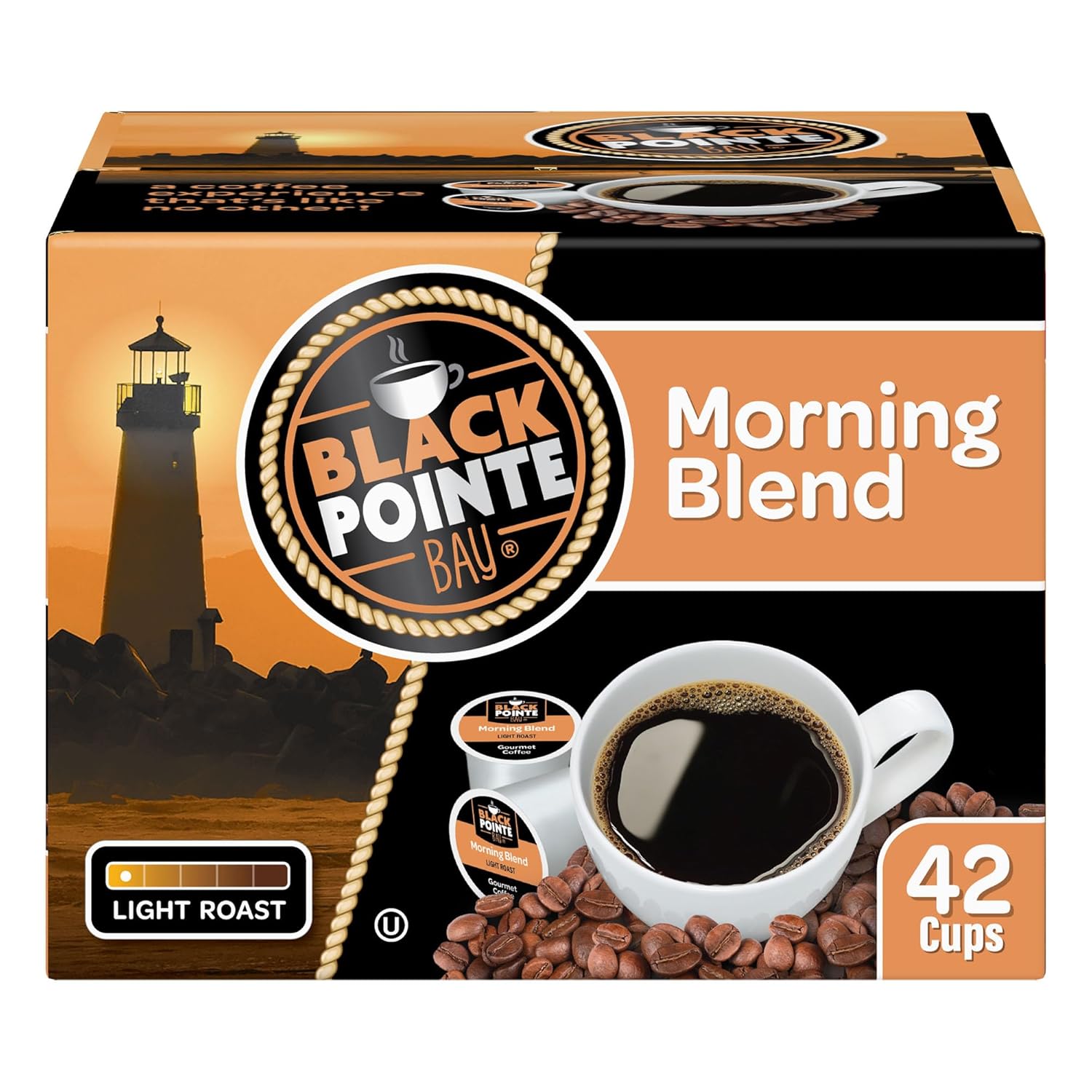 Black Pointe Bay Coffee, Morning Blend, Light Roast, 42 Count Single Serve Coffee Pods For Keurig K-Cup Brewers