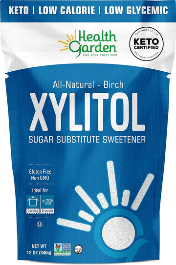 Health Garden Birch Xylitol Sweetener - Pure Birch Xylitol - Non Gmo, Kosher, And Made In The U.S.A. - Ideal Powdered Sugar Substitute - Non-Gmo Sugar Alternative - 12 Oz