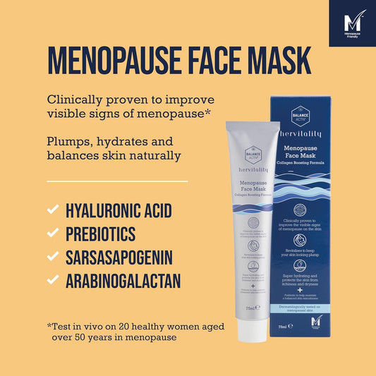 Balance Activ, Hervitality Menopause Face Mask, Collagen Boosting Formula, Clinically Proven To Improve Menopausal Skin Changes, For Tired Skin, 75Ml, 1 Pack