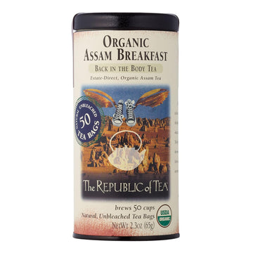 The Republic Of Tea Organic Assam Breakfast Black Tea, Tin Of 50 Tea Bags