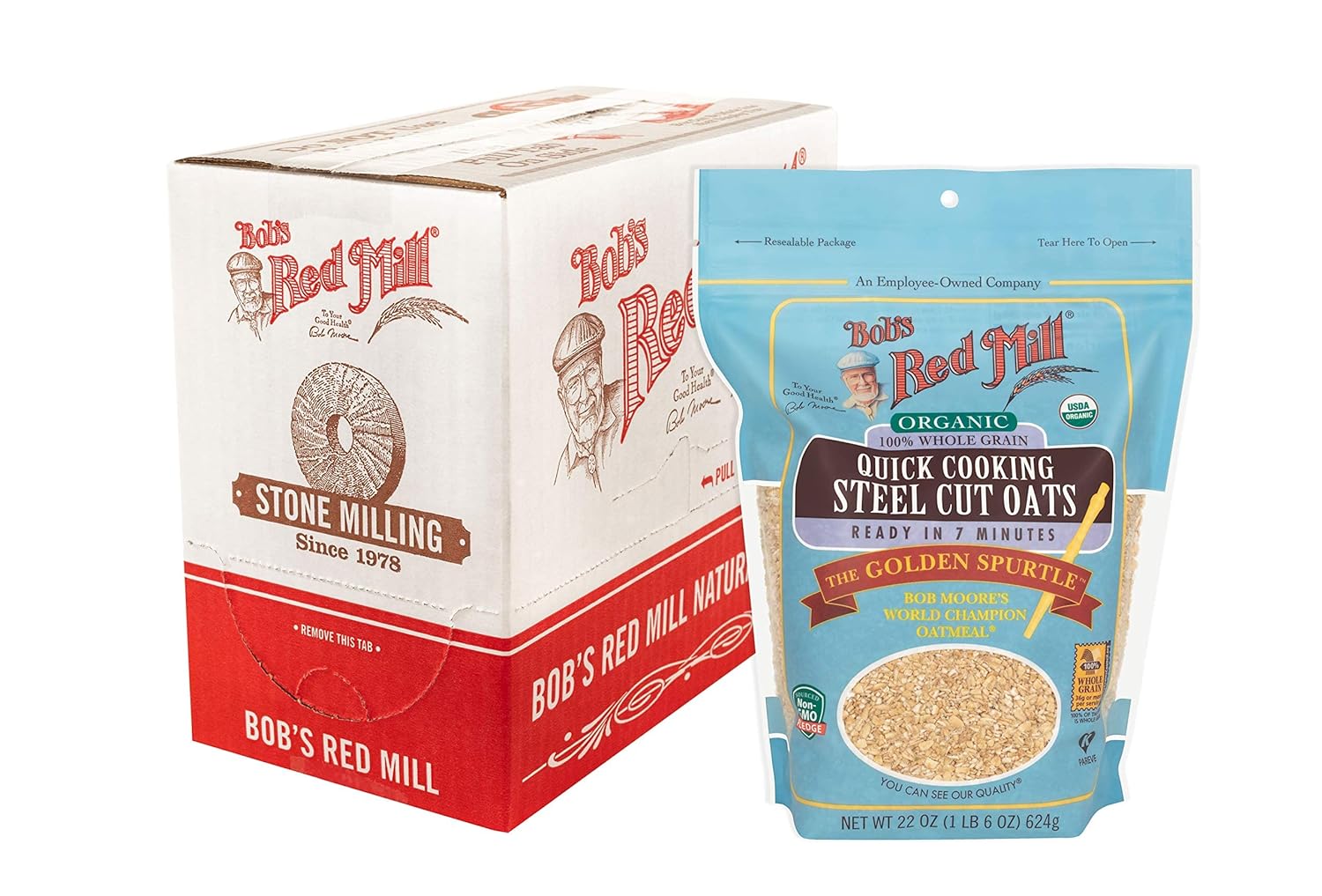 Bob's Red Mill Organic Quick Cooking Steel Cut Oats, 22-ounce (Pack of 4)
