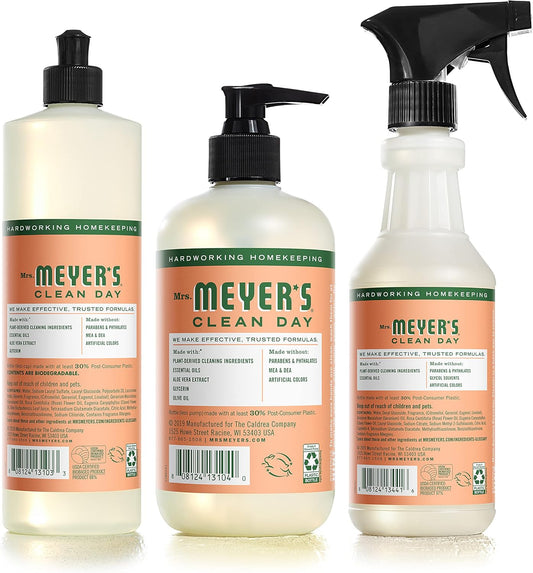 Mrs. Meyer'S Clean Day Kitchen Essentials Set, Includes: Hand Soap, Dish Soap, And All Purpose Cleaner, Geranium, 3 Count Pack