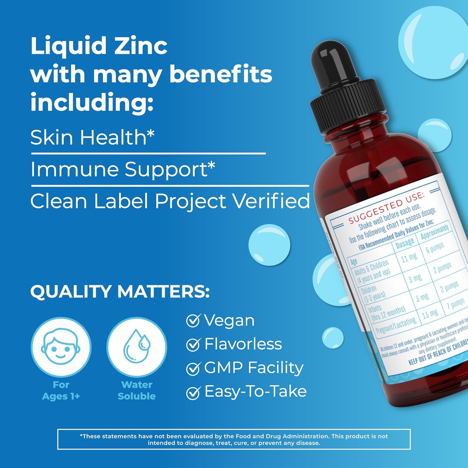 MaryRuth Organics Zinc Supplements for Immune Support, Ionic Zinc for Kids & Adults, Liquid Zinc Supplement, 40 Day Supply, Zinc Sulfate, Skin Care Supplement, Vegan, Gluten Free, Glycerin Based, 4 oz