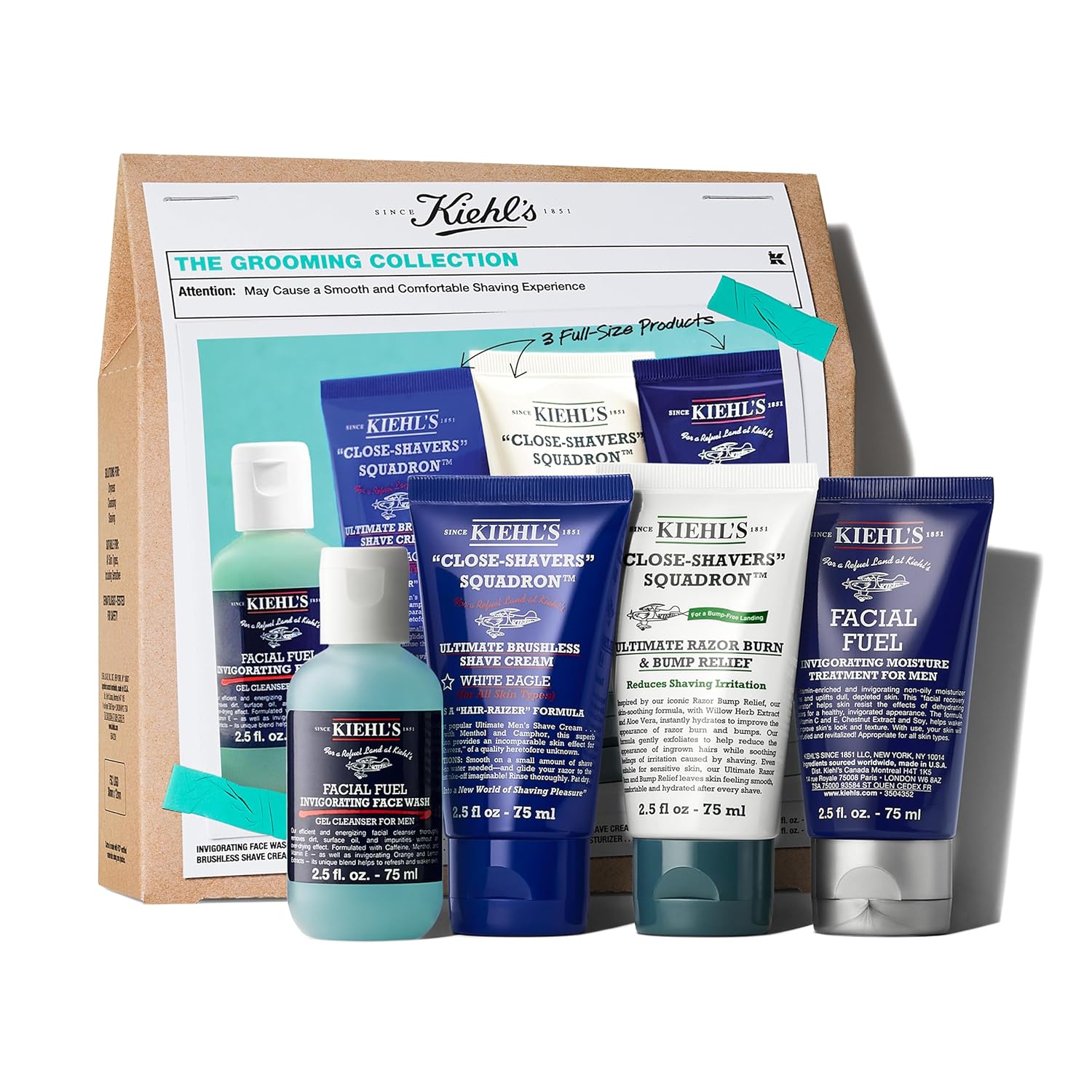 Kiehl'S Men'S Shaving Regimen Gift Set - 88 Value Including Face Wash, Shaving Cream, After Shave Gel & Face Moisturizer - For All Skin Types