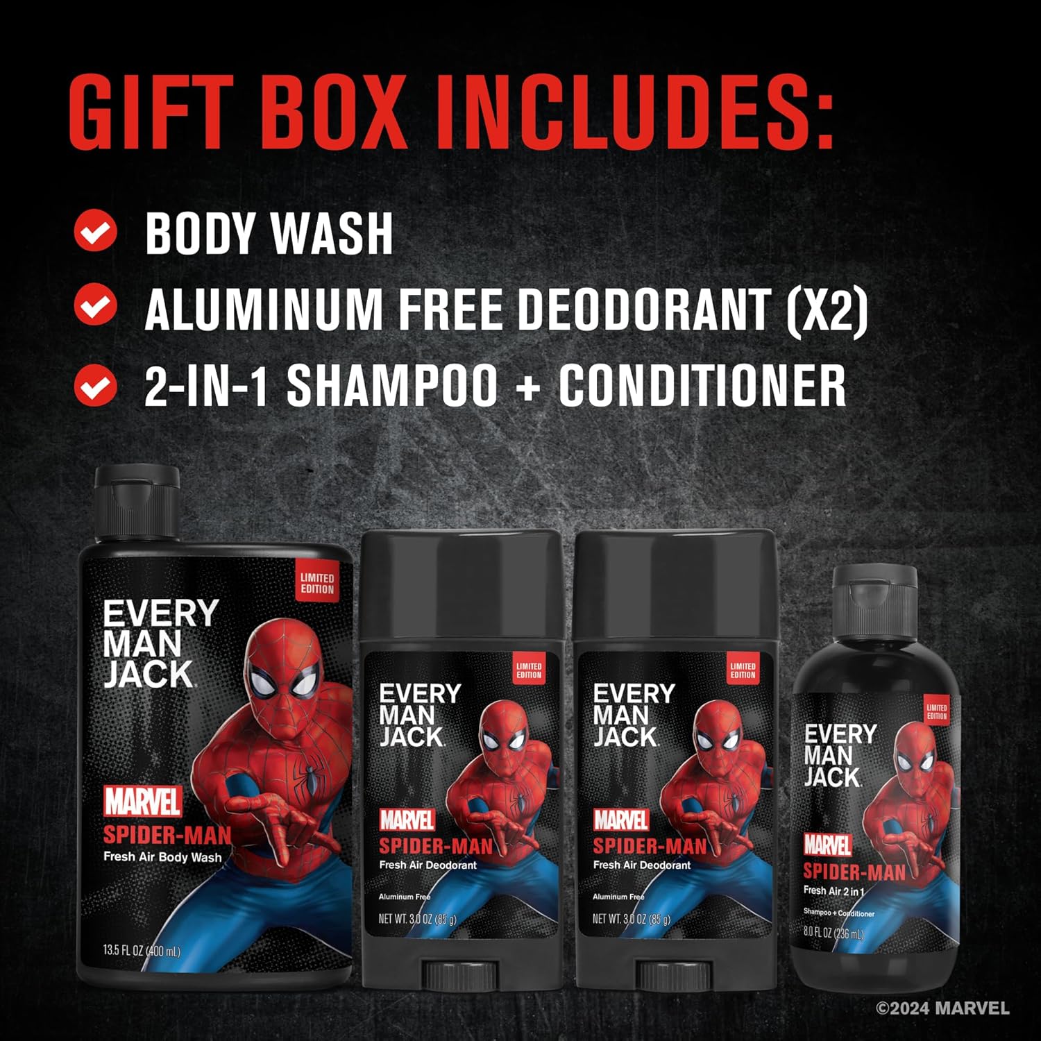 Every Man Jack Marvel Collectors Box Body Wash Gift Set - Includes Four Body Washes With Clean Ingredients - Marvel-Inspired Fresh Air, Coastal Thunder, Crimson Oak, And Wakanda Herbs Fragrances : Beauty & Personal Care