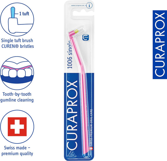 Curaprox Cs 1006 Single-Tuft Toothbrush – Precision Gumline Cleaning – Perfect For Braces, Implants & Solo Technique – Gentle Curen® Filaments For Pro-Level Oral Care