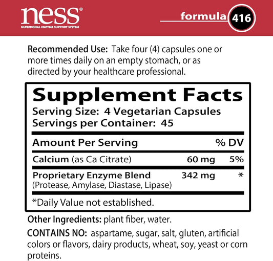 Ness Enzymes- Protease W/Calcium #416 180 Vcaps