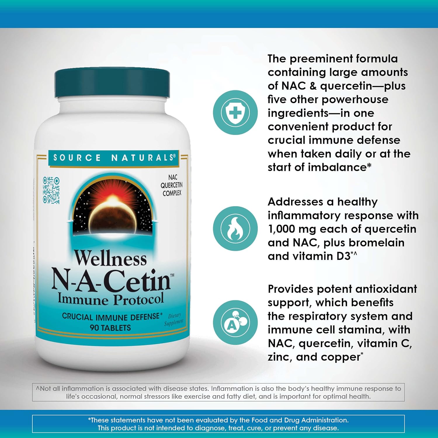 Wellness N-A-Cetin Immune Protocol (90 Tablets) : Health & Household