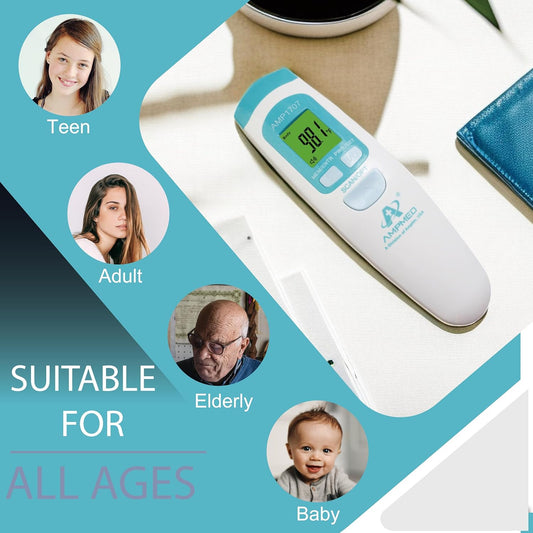 Amplim Non-Contact Forehead Thermometer, Digital Fever Thermometer for Kids and Adults. No-Touch Temporal Thermometer. Touchless Baby Head Temperature Thermometer + Premium Storage Case