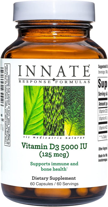 Innate Response Formulas Vitamin D3 5000 Iu (125 Mcg) - Supplement That Supports Immune And Bone Health - Blend Of Vitamins D3, K1, And K2 - Vegetarian - 60 Capsules (60 Servings)