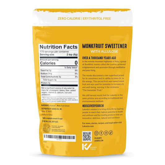 Lakanto Golden Monk Fruit Sweetener With Allulose, Raw Cane Sugar Substitute From Monk Fruit Extract, Raw Sugar Replacement For Baking, Coffee & Tea, Gluten Free, Low Carb, Non Gmo, Keto, 3 Lb Bag