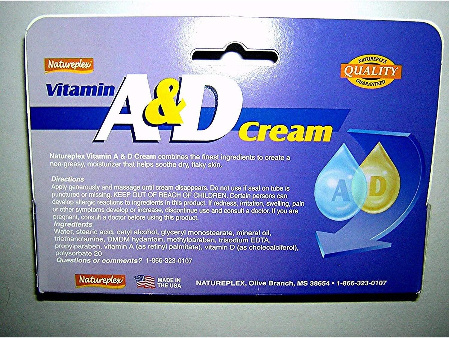 Vitamin A & D Cream - Prevent Diaper Rash, 1.5 oz,(Natureplex) : Baby