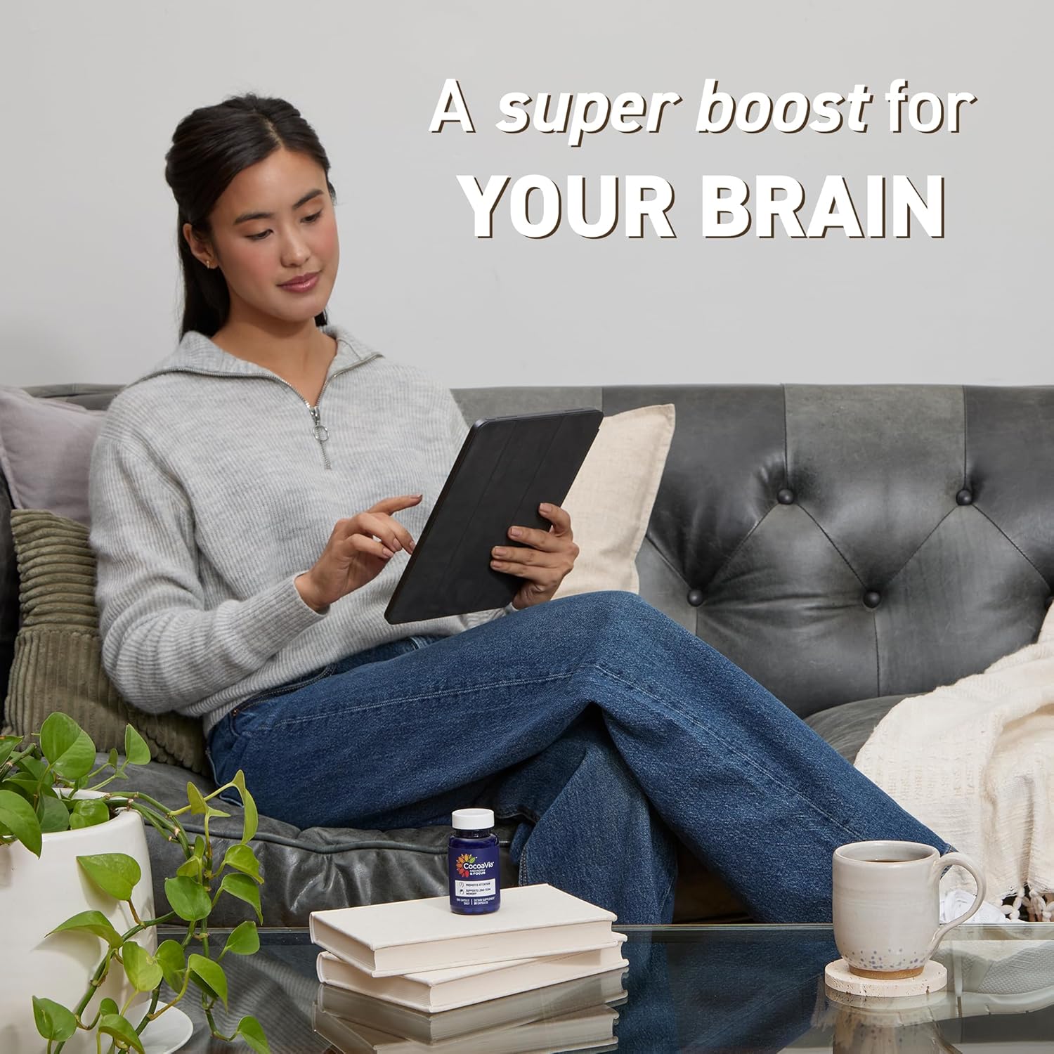 Cocoavia Memory & Focus Brain Supplement, 30 Day, Cocoa Flavanol Blend, Lutein, Added Caffeine For Boost. Improve Cognitive Function, Attention, Vegan & Plant Based, 30 Capsules : Health & Household