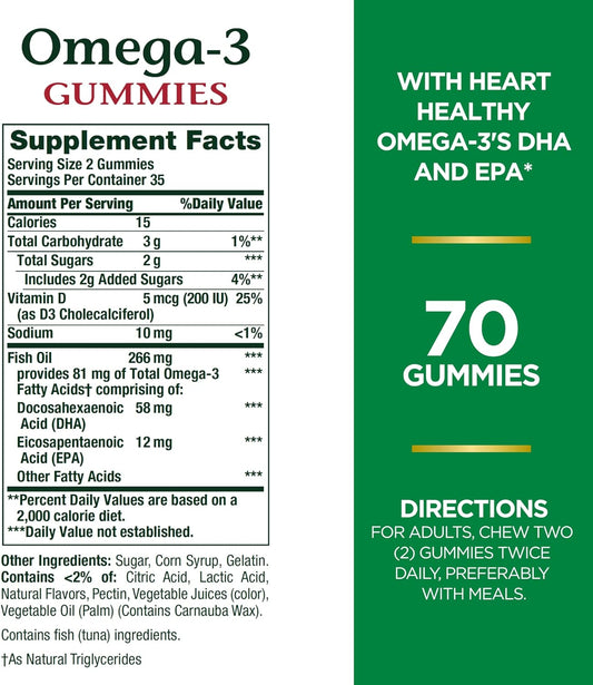 Omega-3 Gummies by Nature's Bounty, Dietary Supplement with Heart Heal