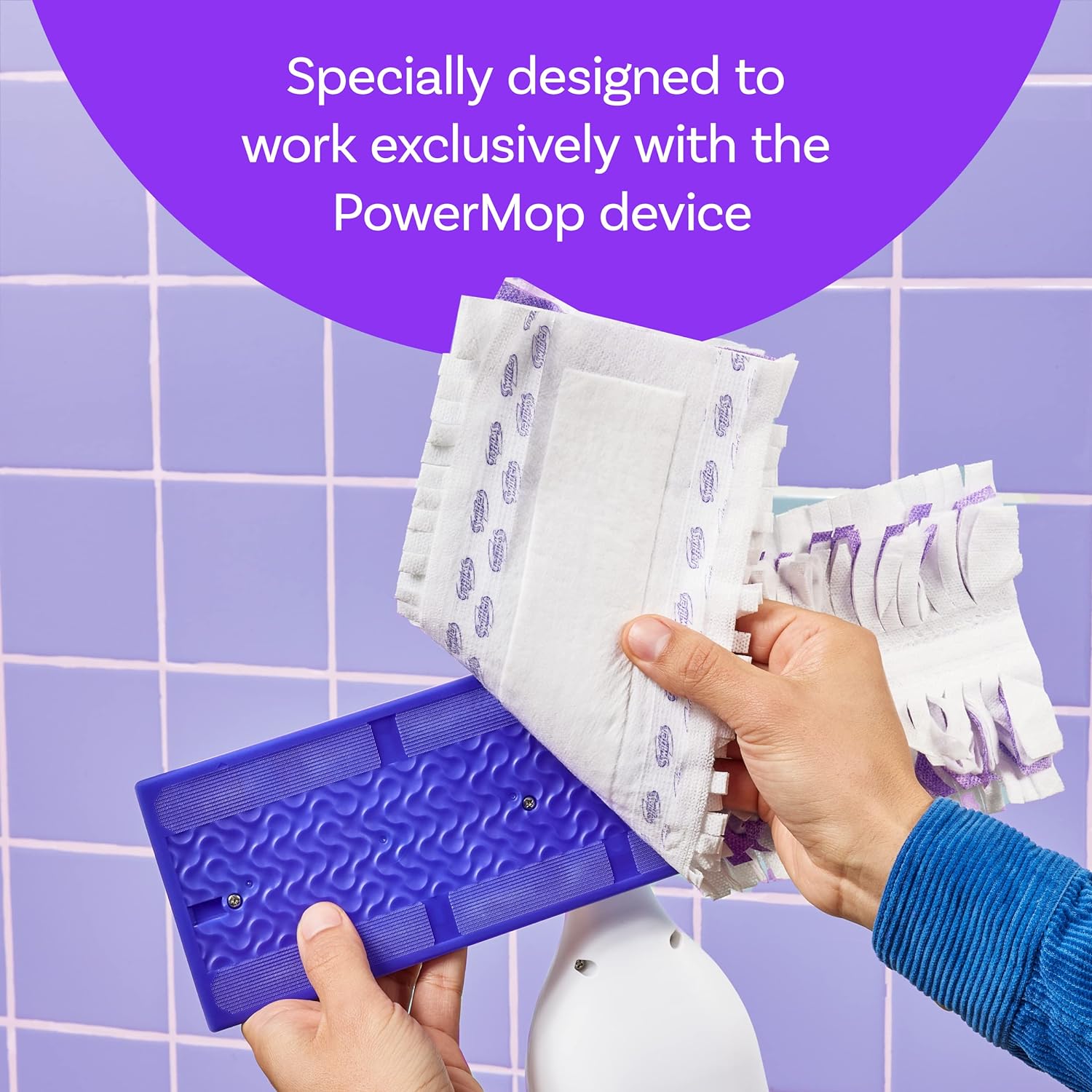 Swiffer Powermop Multi-Surface Refill Pack For Floor Cleaning, Pack Includes 5 Mopping Pad Refills, 1 Floor Cleaning Solution With Lavender Scent