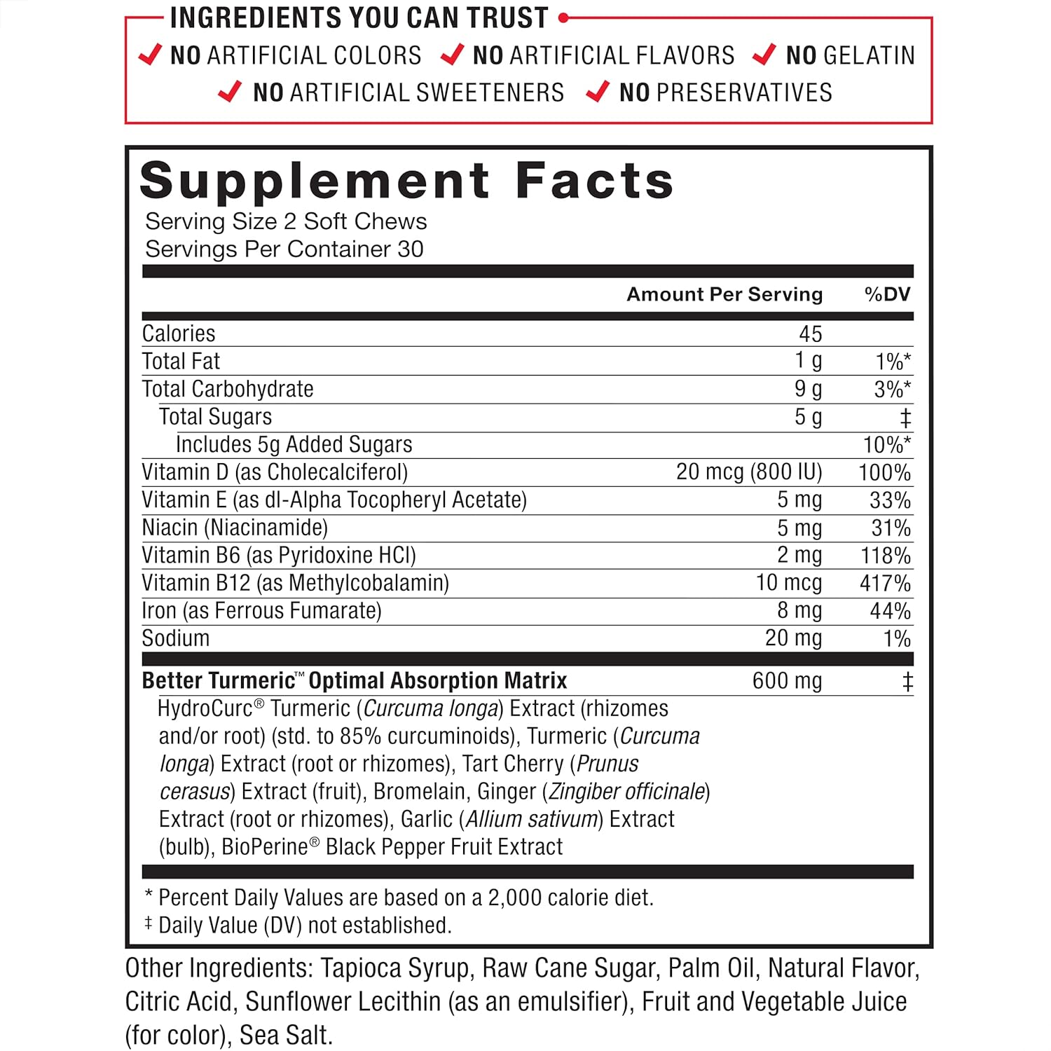 Force Factor Better Turmeric Joint Support Supplement for Extra Strength Joint Health, Featuring HydroCurc Turmeric Curcumin with Black Pepper for Superior Absorption, Fruit Splash, 60 Soft Chews : Health & Household