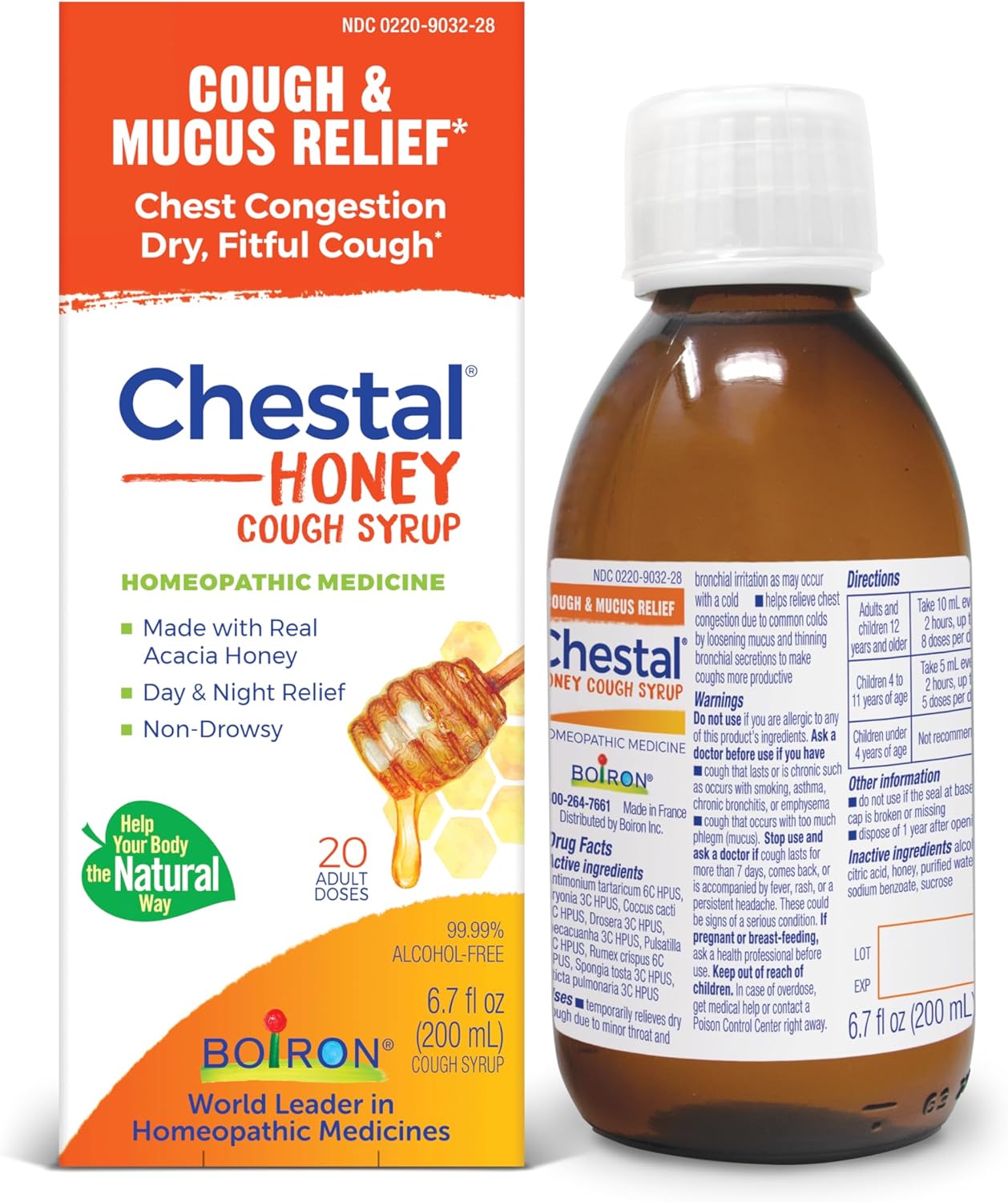 Boiron Chestal Honey Adult Cold And Cough Syrup For Nasal And Chest Congestion, Runny Nose, And Sore Throat Relief - 6.7 Fl Oz