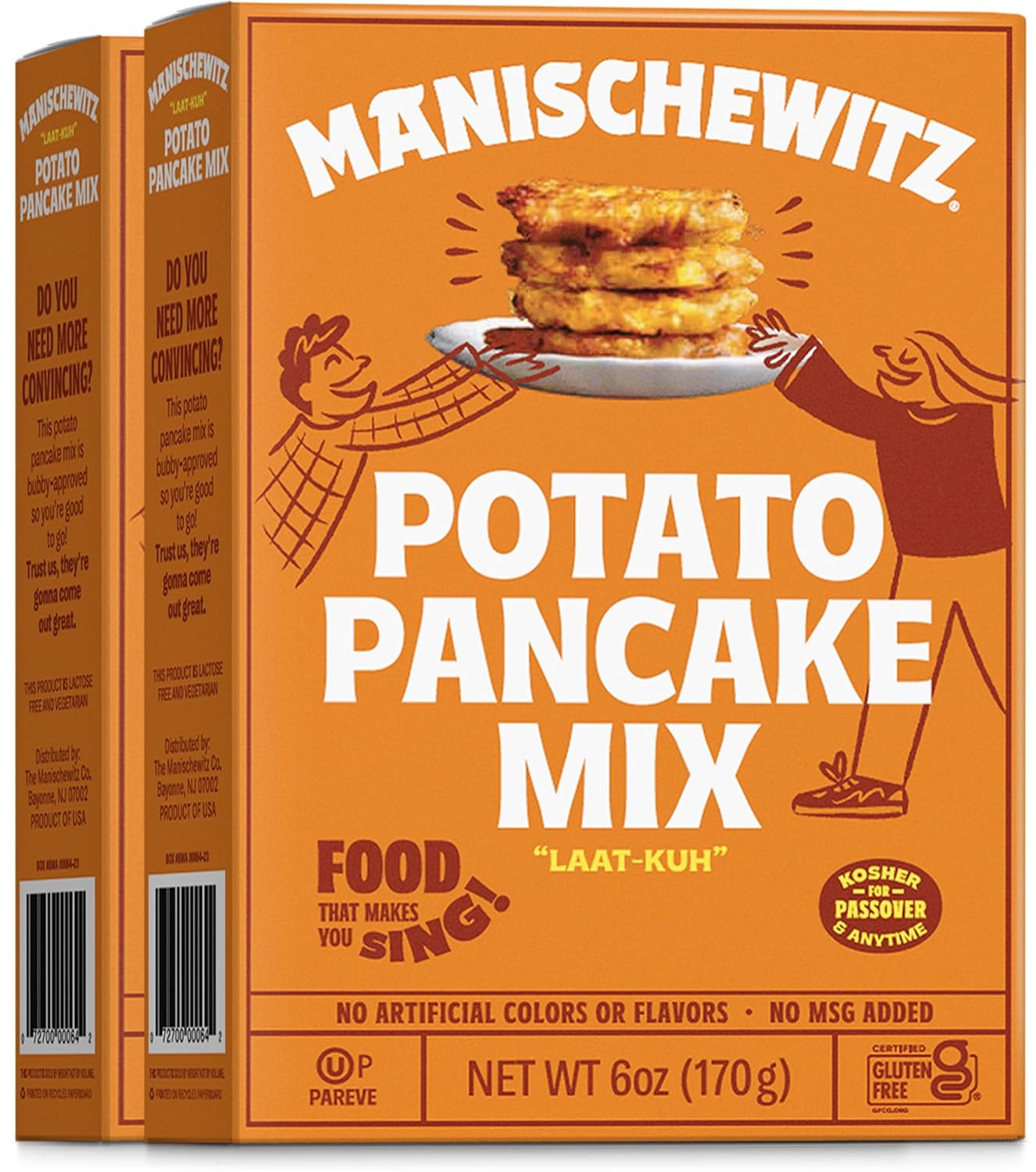 Manischewitz Potato Pancake Mix 6oz (2 Pack) Gluten Free, No MSG, Traditional Style