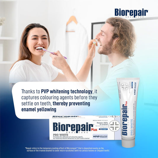 Biorepair Plus Pro White Toothpaste For Restoring Teeth Whiteness - 200Mg/G Microrepair Fluoride Free Hydroxyapatite Toothpaste – Prevents Tartar And Restores Teeth Natural Whiteness (Pack Of 1)