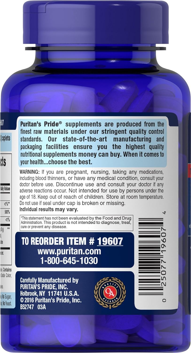 Puritan's Pride Triple Strength Glucosamine Chondroitin with Vitamin D3 Caplets, 80 Count : Health & Household