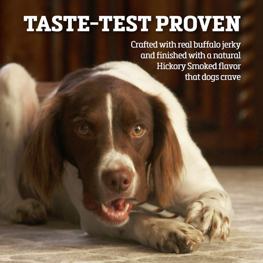 Rawhide Dog Treats | Healthy, Grass-Fed Buffalo Jerky Raw Hide Chews | Hickory Smoked Flavor | Jerky Twist, 16 Count