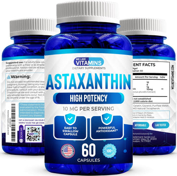 We Like Vitamins Astaxanthin 10Mg Softgel - Highly Potent Astaxanthin Supplements From Haematococcus Pluvialis - Improves Eye, Joint, Skin Health & Energy Levels - 60 Servings, 2 Month Supply