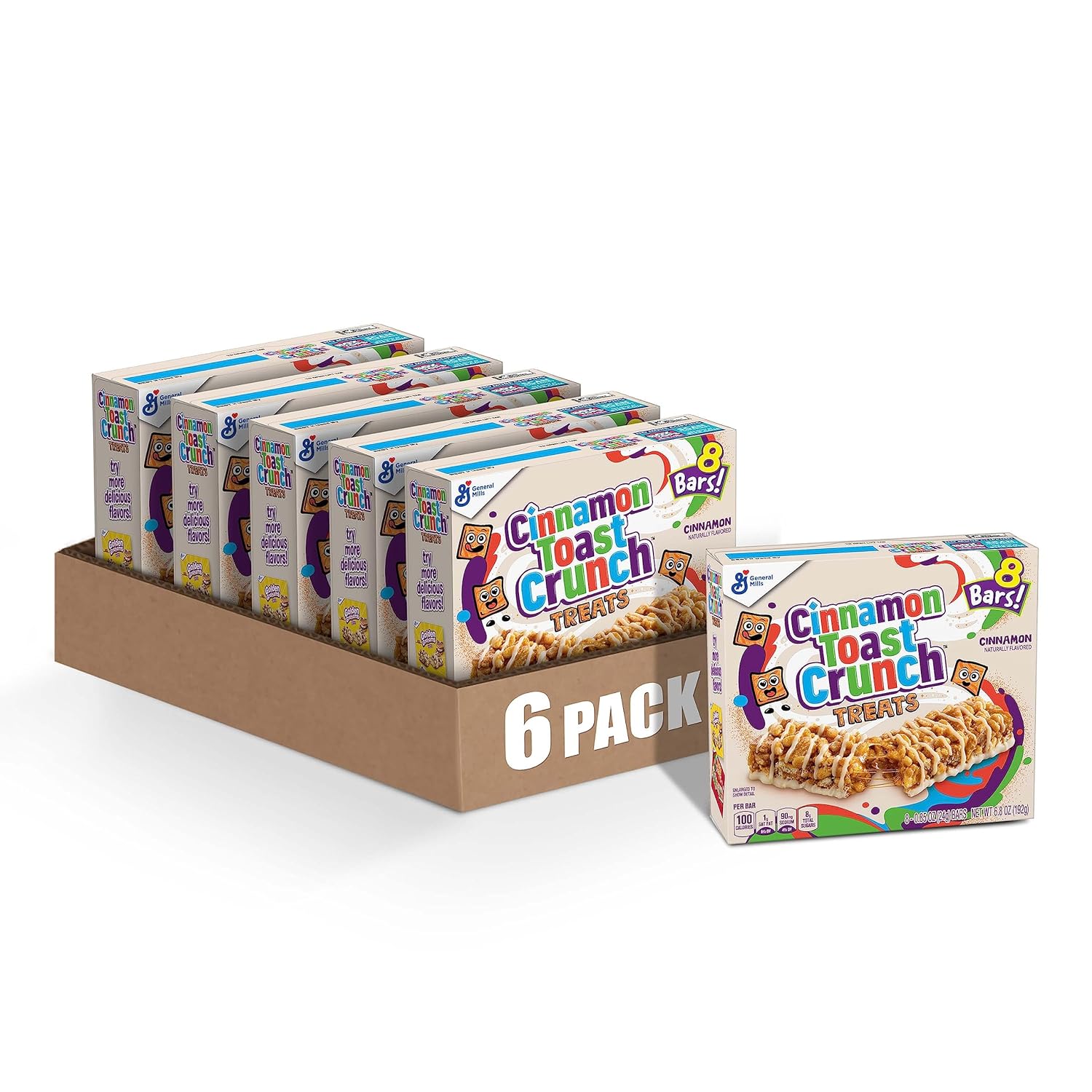 Cinnamon Toast Crunch Breakfast Cereal Treat Bars, Snack Bars, 8 ct (Pack of 6)