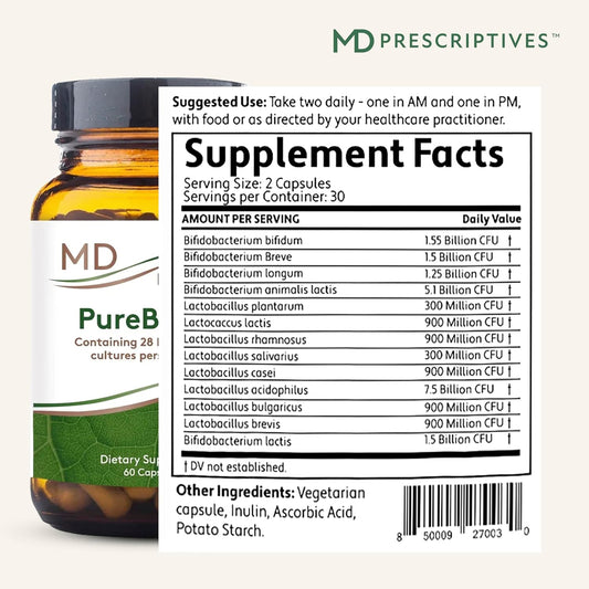 Purebiotic - Probiotic Dietary Supplement For Digestive & Gut Health - 60 Capsules