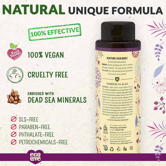 Ecolove - Natural Moisturizing Body Wash For Dry Skin - Organic Tomato And Beetroot - No Sls Or Parabens - Vegan And Cruelty-Free Shower Gel, 17.6 Oz