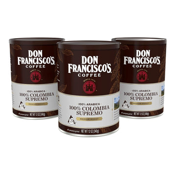 Don Francisco's Colombia Supremo, Medium Roast Ground Coffee (3 x 12 oz Cans)