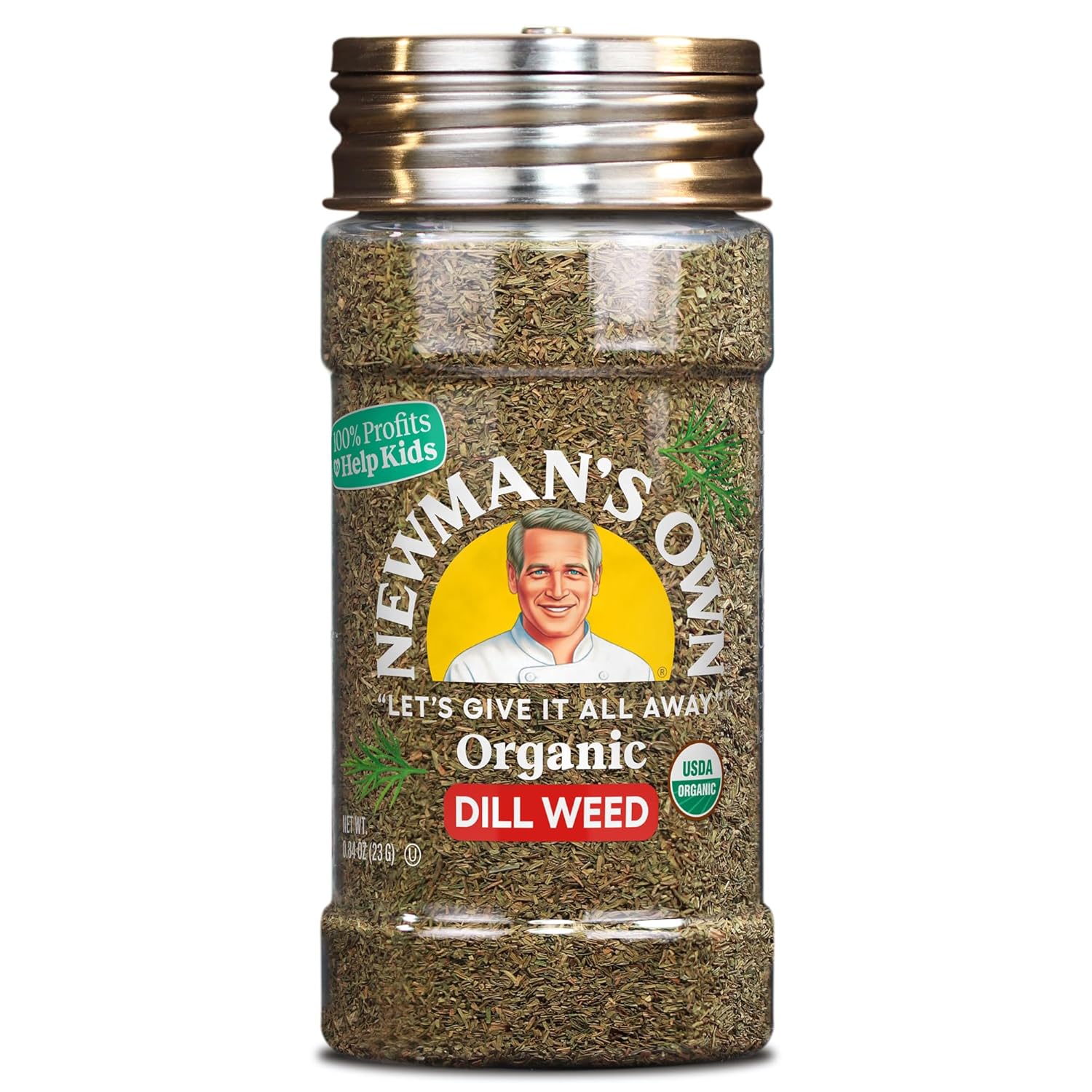 Newman'S Own Organic Dill Weed; Great On Fish, Salads, Sauces, Usda Certified Organic, Non-Gmo, Kosher, 0.13Oz. Bottle