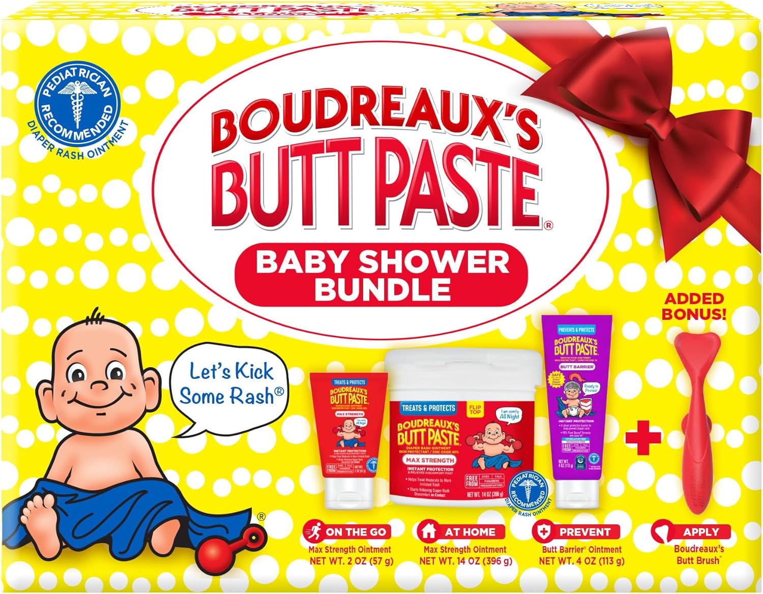 Boudreaux’S Butt Paste, Baby Shower Gift Set, Newborn Essentials Kit With 3 Baby Necessities, Diaper Rash Cream, Diaper Rash Ointment Prevention, And A Diaper Cream Applicator