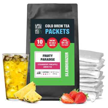 Tiesta Tea - Fruity Paradise Cold Brew Tea | Strawberry Pineapple Green Tea | Premium Loose Leaf Iced Tea Blends | Medium Caffeinated Iced Tea | 10 Cold Brew Tea Bags - Brews 1 64Oz Pitcher Each