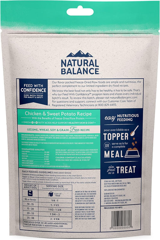 Natural Balance Freeze Dried Raw Dog Food, Grain-Free Limited Ingredient Adult Formula, Great As Topper, Treat, Or Meal, Chicken & Sweet Potato Recipe, 13 Ounce (Pack Of 1)