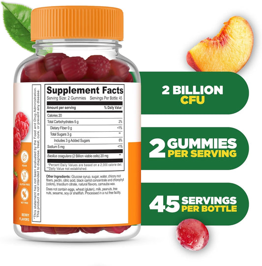 Lifeable Probiotics Gummies | 2 Billion Cfu | Great Tasting Probiotic Gummies For Women | Probiotic Gummy For Gut Health And Immune Support | Probiotics For Women And Men | 90 Gummies