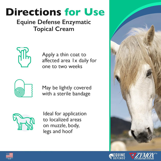 Zymox Pet King Brands Equine Defense Enzymatic Topical Cream, 2.5 Oz. – Multi-Complex Enzyme Ointment For Horse, Livestock & Animal Wound Care