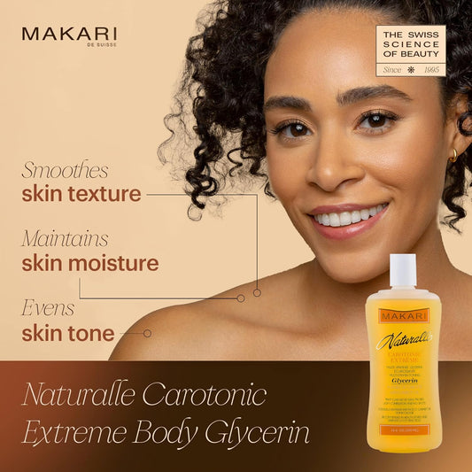 Makari Naturalle Carotonic Extreme Body Glycerin (16.6 Oz) | Helps Brighten Skin And Fade Body Scars And Marks | Glycerin Oil For All Skin Types | Safe For Sensitive Skin And Kids Ages 12 And Up