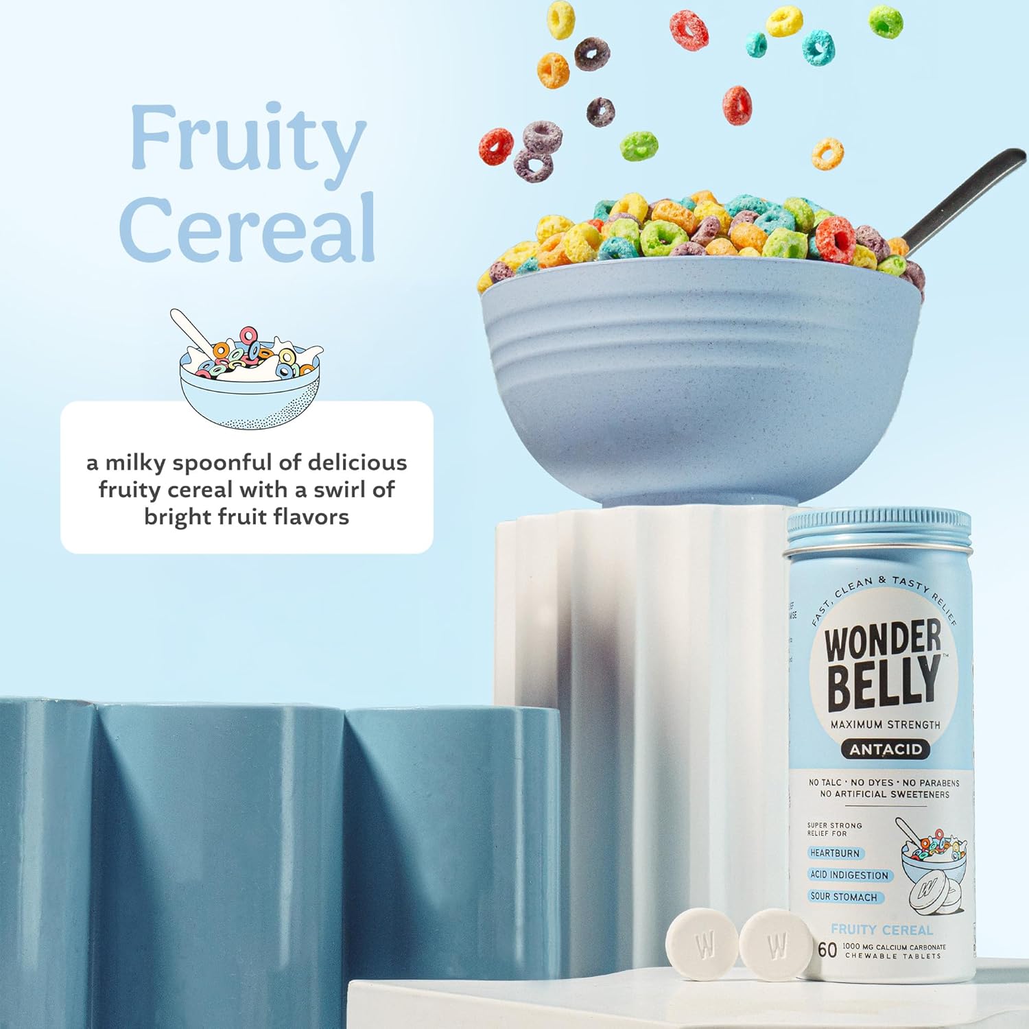 Buy Wonderbelly Antacid, Effective Heartburn And Instant Acid Indigestion Relief, Extra Strength Chewable Tablets, 1000 Mg Calcium Carbonate, No Talc Or Dye, Fruity Cereal, 60 Count On  Free Shipping On Qualified Orders