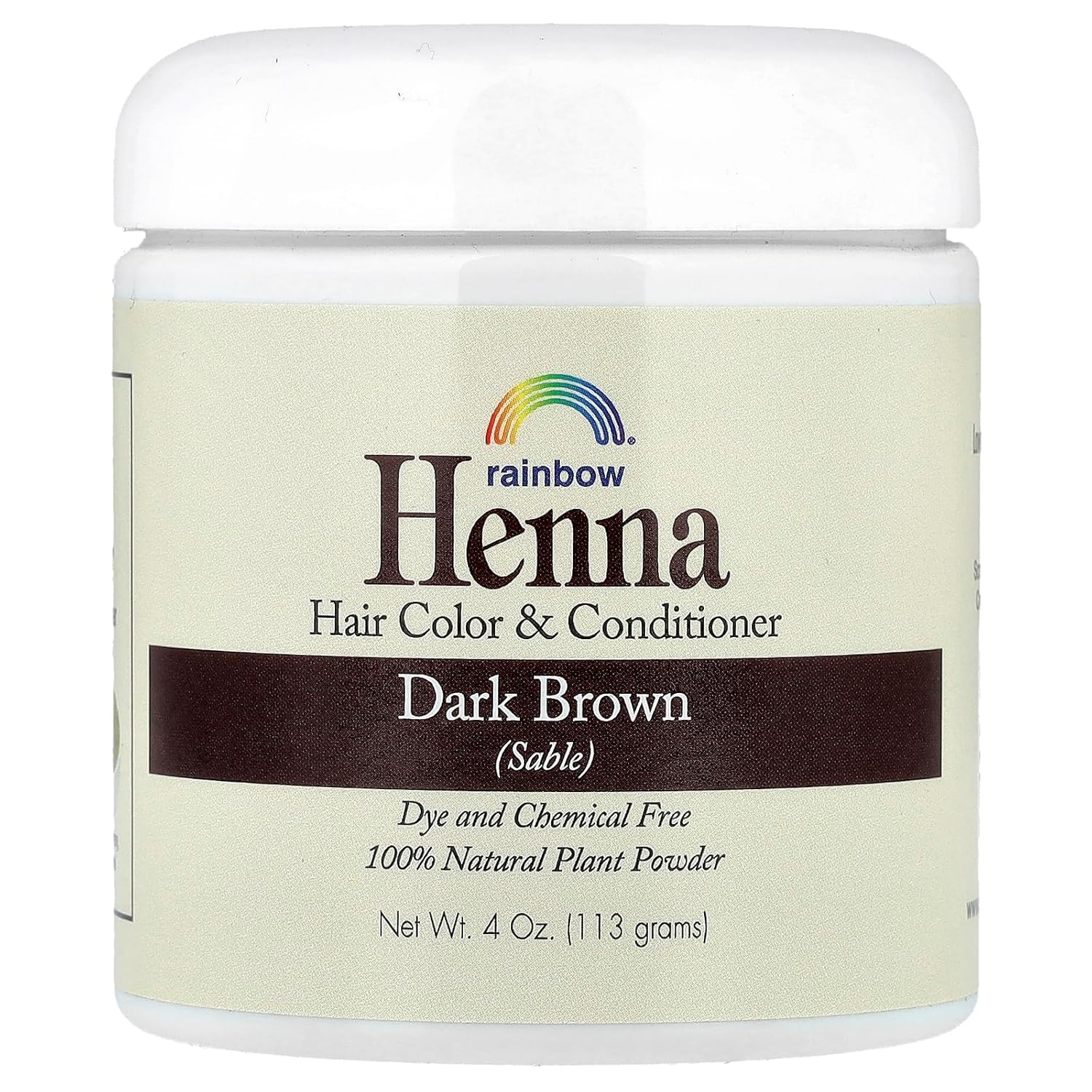 Rainbow Research Henna, Hair Color & Conditioner, Dark Brown (Sable), 4 Oz (113 G)