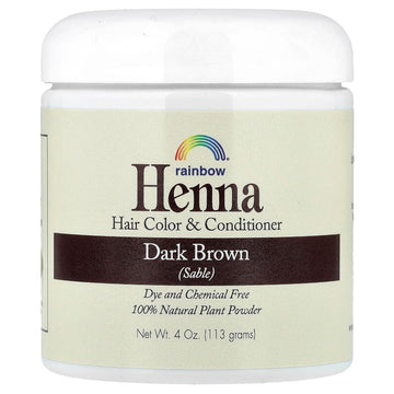 Rainbow Research Henna, Hair Color & Conditioner, Dark Brown (Sable), 4 Oz (113 G)